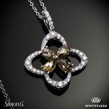 18k White and Rose Gold Simon G. DP244 Natures Prime Diamond Pendant