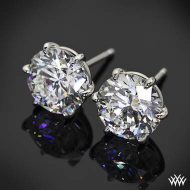 18k White Gold 6 Prong "Martini" Earrings - Settings Only