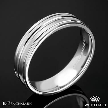 18k White Gold 6mm Benchmark "Chorded Satin" Wedding Ring