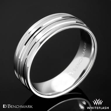 18k White Gold 7mm Benchmark "Chorded Satin" Wedding Ring