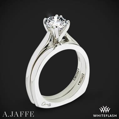 18k White Gold A. Jaffe MES166 Classics Solitaire Wedding Set
