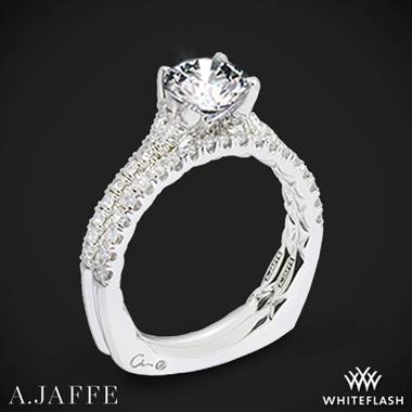 18k White Gold A. Jaffe MES742QB Classics Diamond Wedding Set