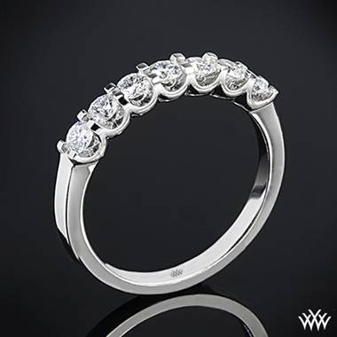 18k White Gold Annettes U-Prong 7 Stone Diamond Wedding Ring