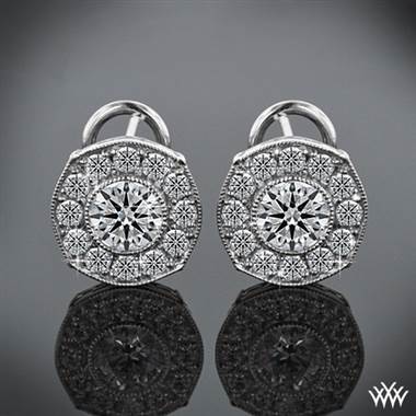 18k White Gold "Bella" Diamond Earrings- Settings Only