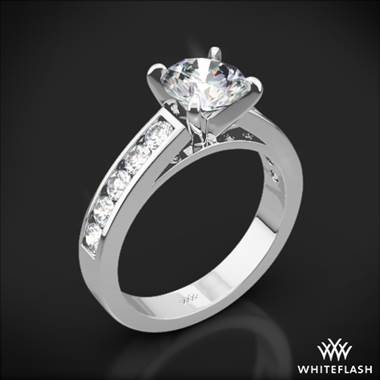 18k White Gold Cathedral Channel-Set Diamond Engagement Ring