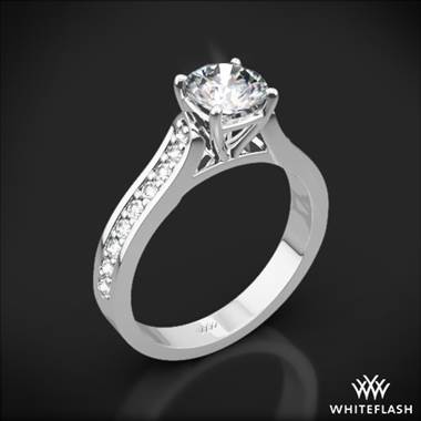 18k White Gold Cathedral Pave Diamond Engagement Ring