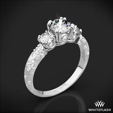 18k White Gold Champagne Petite 3 Stone Engagement Ring (Setting Only)