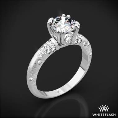 18k White Gold Champagne Petite Pave Diamond Engagement Ring