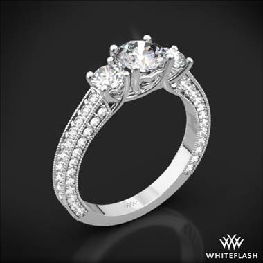18k White Gold Clara Ashley 3 Stone Engagement Ring
