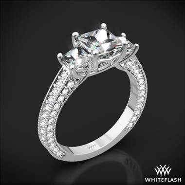 18k White Gold Clara Ashley 3 Stone Engagement Ring for Princess