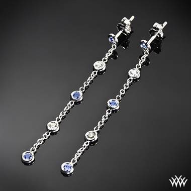 18k White Gold “Color Me Mine” Diamond and Blue Sapphire Earrings