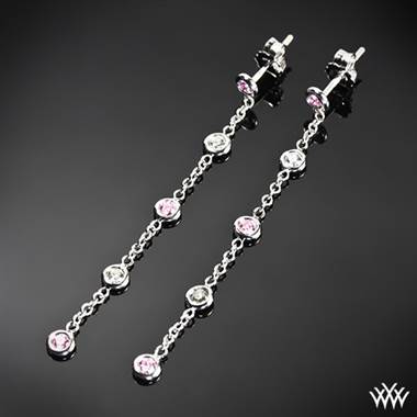 18k White Gold “Color Me Mine” Diamond and Pink Sapphire Earrings