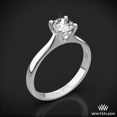 18k White Gold Comfort Fit Surprise Solitaire Engagement Ring