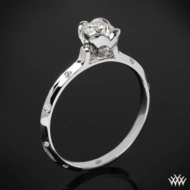 18k White Gold Corazon Scattered Knife-Edge Diamond Engagement Ring