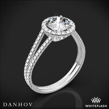 18k White Gold Danhov LE117 Per Lei Double Shank Diamond Engagement Ring