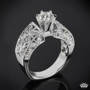 18k White Gold Elegant Petals Diamond Engagement Ring