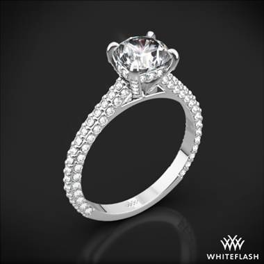 18k White Gold Elena Rounded Pave Diamond Engagement Ring
