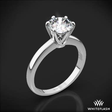18k White Gold Exquisite Half Round Solitaire Engagement Ring