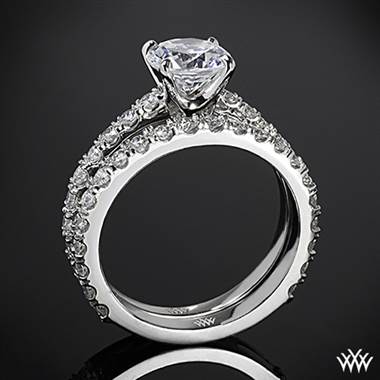 18k White Gold French-Set Diamond Wedding Set