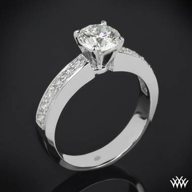 18k White Gold Half Eternity Bead-Set Diamond Engagement Ring