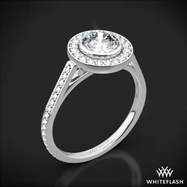 18k White Gold Halo Bezel Diamond Engagement Ring