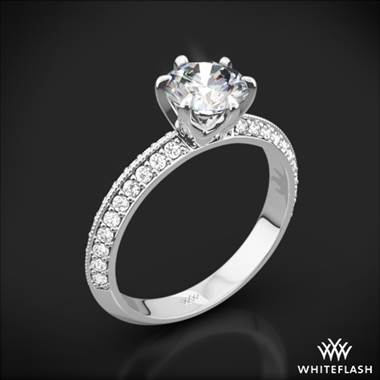 18k White Gold Knife-Edge Pave Diamond Engagement Ring