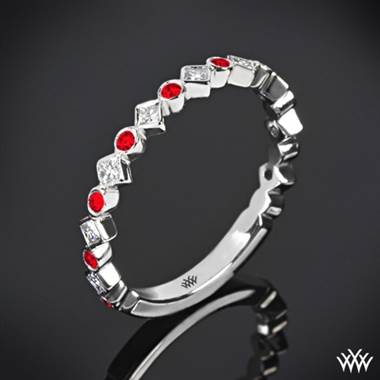 18k White Gold "Krysty" Diamond and Ruby Right Hand Ring