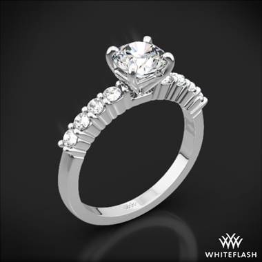 18k White Gold Legato Shared-Prong Diamond Engagement Ring