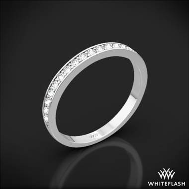18k White Gold Legato Sleek Line Pave Diamond Wedding Ring