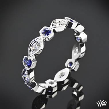 18k White Gold "Odyssey" Diamond and Blue Sapphire Right Hand Ring