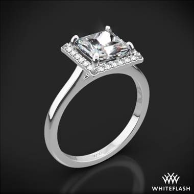 18k White Gold Princess Halo Solitaire Engagement Ring
