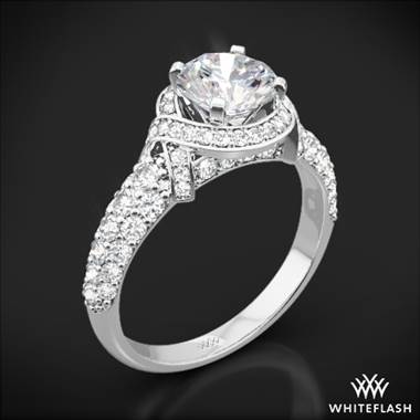 18k White Gold Ribbon Halo Diamond Engagement Ring