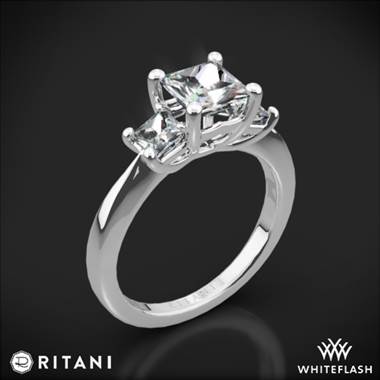 18k White Gold Ritani 1PCZ1237P Three Stone Engagement Ring for Princess