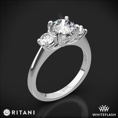18k White Gold Ritani 1RZ1015P Three Stone Engagement Ring