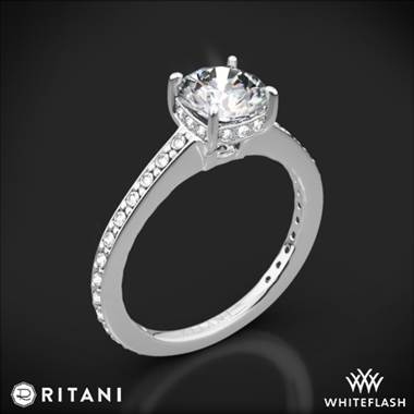 18k White Gold Ritani 1RZ1966 Micropave Diamond Engagement Ring