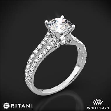 18k White Gold Ritani 1RZ2488 Double French-Set 'V' Diamond Engagement Ring