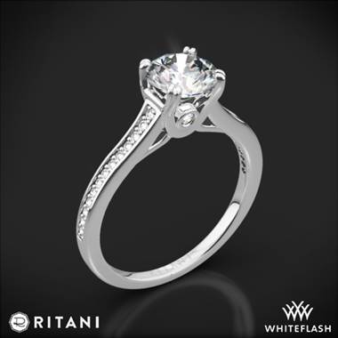 18k White Gold Ritani 1RZ2493 Micropave Diamond Engagement Ring