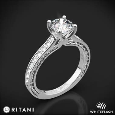 18k White Gold Ritani 1RZ2830 Micropave Braided Diamond Engagement Ring