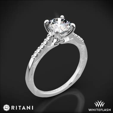 18k White Gold Ritani 1RZ2841 Modern French-Set Diamond Engagement Ring