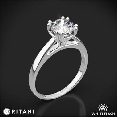 18k White Gold Ritani 1RZ7232 Cathedral Tulip Solitaire Engagement Ring