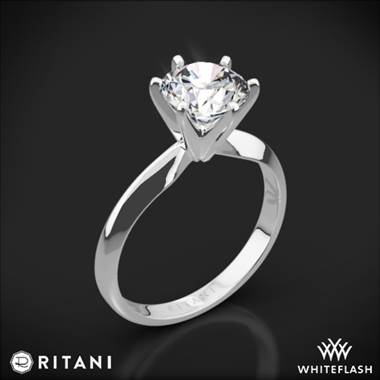 18k White Gold Ritani 1RZ7265 Six-Prong Knife-Edge Solitaire Engagement Ring