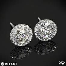 18k White Gold Ritani 5RZ3700 Bella Vita Halo Diamond Earrings | Whiteflash