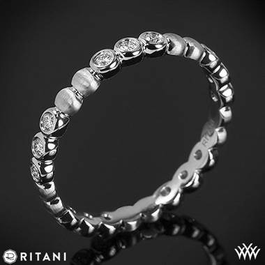 18k White Gold Ritani S33-8 Stack Bezel-Set Diamond Right Hand Ring