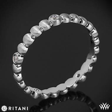 18k White Gold Ritani S94-8 Stack Button Diamond Right Hand Ring