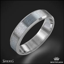 18k White Gold Simon G. LG108 Men's Wedding Ring with Rose Gold Accents | Whiteflash