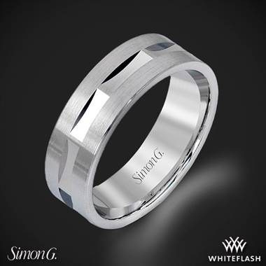 18k White Gold Simon G. LG115 Men's Wedding Ring