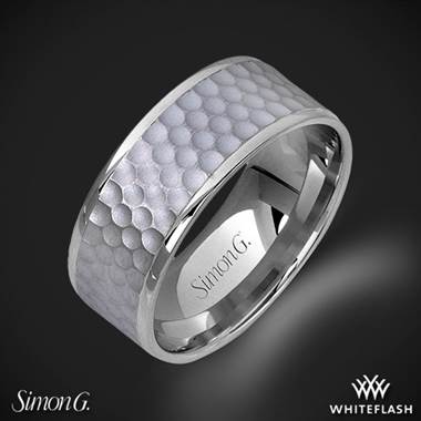 18k White Gold Simon G. LG119 Men's Wedding Ring