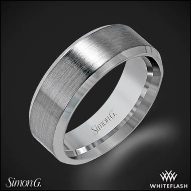 18k White Gold Simon G. LG151 Men's Wedding Ring