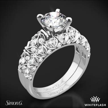 18k White Gold Simon G. LP1582 Delicate Diamond Wedding Set
