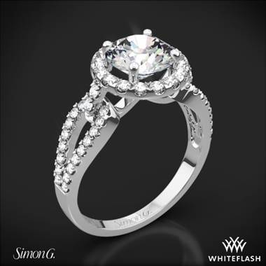 18k White Gold Simon G. LP2027 Passion Halo Diamond Engagement Ring